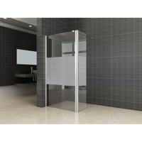 Zijwand Wiesbaden voor Inloopdouche met Links Scharnierend Profiel en Schaamband 35x200 cm 10 mm NANO Glas - thumbnail