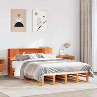 Bed met boekenkast zonder matras hout wasbruin 160x200 cm - thumbnail