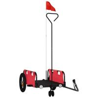 VidaXL Fietstrailer oxford stof en ijzer rood - thumbnail