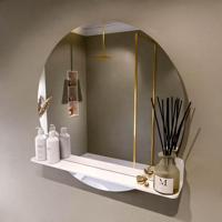 MONDIAZ SPOT spiegel rond 80cm met Spiegelplanchet kleur Talc. - thumbnail