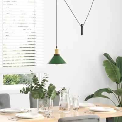 Hanglamp in hoogte verstelbaar E27 22 cm metaal glanzend groen Hanglamp in hoogte verstelbaar E27 22 cm metaal glanzend groen