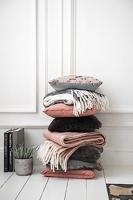 J-Line Plaid Acryl Wol Roze Wit - thumbnail