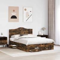 Bedframe met hoofdeinde Gerookt eiken 140 x 190 cm Bewerkt hout - thumbnail