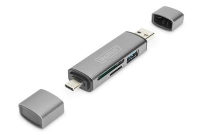 Digitus DA-70886 Externe geheugenkaartlezer / hub USB-A 3.0, USB-A, USB-C Grijs Digitus DA-70886 Externe geheugenkaartlezer / hub USB-A 3.0, USB-A, USB-C Grijs