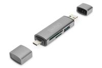 Digitus DA-70886 Externe geheugenkaartlezer / hub USB-A 3.0, USB-A, USB-C Grijs - thumbnail