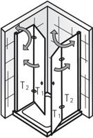 HSK Exklusiv douchecabine hoekinstap met draaivouwdeur 90x90x200cm chroom/grijs glas - thumbnail