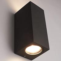 Selma Dimbare LED Wandlamp - 2x GU10 - IP65 - Up & Down Light - Vierkant - Zwart - Voor binnen en buiten - thumbnail
