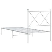 Bedframe met hoofdbord metaal wit 80x200 cm - thumbnail