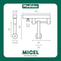 Katrol voor pergola Micel TLD21 Nylon 65 x 18,5 x 90 mm Loper Wit - thumbnail
