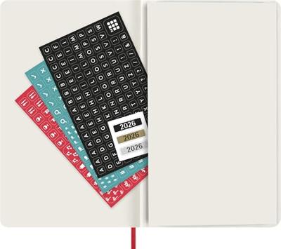 Moleskine 12 Monate Wochen Notizkalender 2026, Large/A5, 1 Wo = 1 Seite, rechts linierte Seite, Weicher Einband, Scharlachrot