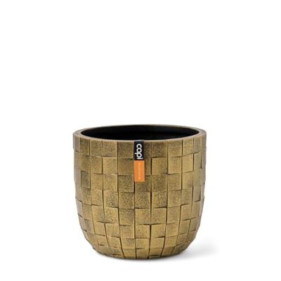 Pot bol blocks d14h13cm zwart/goud