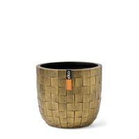 Pot bol blocks d14h13cm zwart/goud - thumbnail