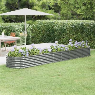 VidaXL Plantenbak 368x80x36 cm gepoedercoat staal grijs
