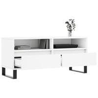 Tv-meubel 100x34,5x44,5 cm bewerkt hout wit - thumbnail