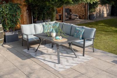 Sergio L/D set 3-dlg links carbon black/mint grey bank L 262 x B 200 x H 85 cm Garden Impressions - Garden impressions Sergio L/D set 3-dlg links carbon black/mint grey bank L 262 x B 200 x H 85 cm Garden Impressions - Garden impressions
