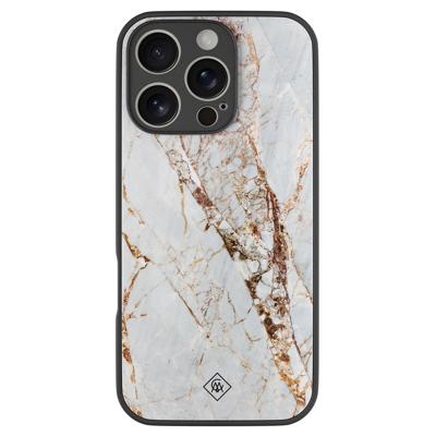 iPhone 16 Pro glazen hardcase - Marmer goud