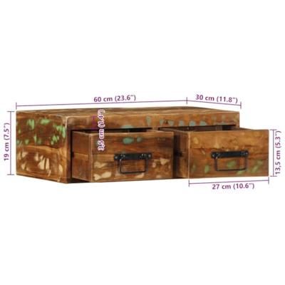 Tv-meubel wandmontage 60x30x19 cm massief gerecycled hout