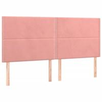 Bedframe met hoofdeinde fluweel roze 160x200 cm - thumbnail