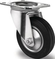 Promat/Tecwerk Zwenkwiel | Wiel-Ø 80 mm | draagvermogen 70 kg | massief rubber | plaat L105xB80 mm - 3000276000 - thumbnail