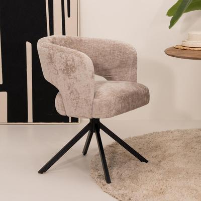 Tower Living Draaibare Eetkamerstoel 'Mura' Chenille, kleur Beige