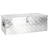 VidaXL Opbergbox 80x39x30 cm aluminium zilverkleurig - thumbnail