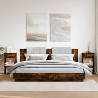 Nachtkastjes 2 st 35x34x65 cm bewerkt hout gerookt eikenkleurig - thumbnail