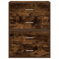 Kasten met 2 lades 2 st 60x31x40 cm bewerkt hout gerookt eiken - thumbnail
