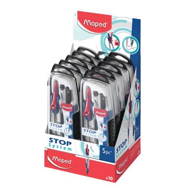 Maped passer Stop System 5-delige passerdoos: 1 passer Stop System, 1 universeel inzetstuk, 1 mineslij...