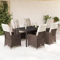 7-delige Tuinset met kussens poly rattan bruin - thumbnail