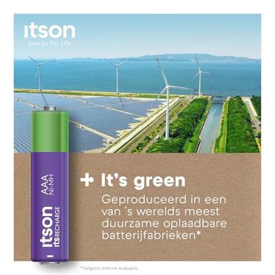 ITSON, gebruiksklare AAA Pro oplaadbare NiMH-batterijen, 800 mAh, verpakking van 8, voor klokken, zaklampen, afstandsbedieningen, HHR03-800IT/8CP