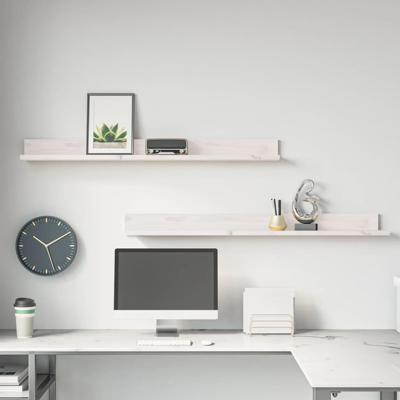 Wandkasten 2 st 110x11x9 cm massief grenenhout wit Wandkasten 2 st 110x11x9 cm massief grenenhout wit