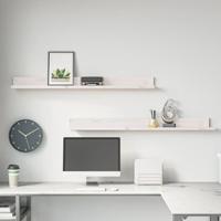 Wandkasten 2 st 110x11x9 cm massief grenenhout wit - thumbnail