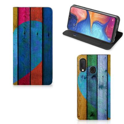 Samsung Galaxy A20e Book | Wallet Case | Wood Heart - Cadeau voor je Vriend
