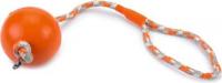 Rubberen bal aan koord hondenspeeltje oranje 30 cm - thumbnail