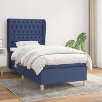 Boxspring met matras stof blauw 90x190 cm - thumbnail