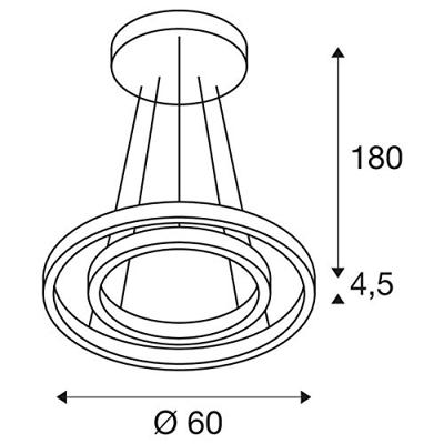 SLV Led hanglampOne 2-rings Ø 60cm zwart - 1004765