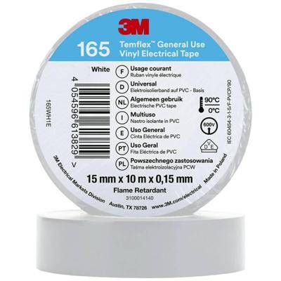 3M Temflex™ 165 165WH1E Isolatietape Temflex 165 Wit (l x b) 10 m x 15 mm 1 stuk(s) 3M Temflex™ 165 165WH1E Isolatietape Temflex 165 Wit (l x b) 10 m x 15 mm 1 stuk(s)