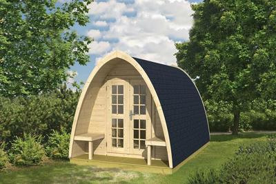 Tuindeco Camping Pod 480 240x480 cm 28 mm vuren blank- Boogdak- Onbehandeld vurenhout- Tuindeco