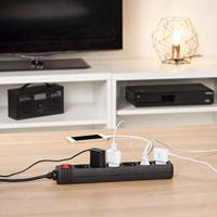 Hama Stekkerdoos 6-voudig Schakelaar 1.4m Zwart - thumbnail