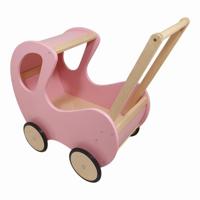 Hoge houten poppenwagen - Klassiek - Roze - thumbnail
