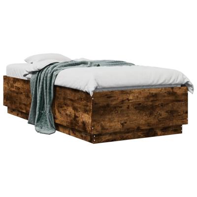 Bedframe bewerkt hout gerookt eikenkleurig 90x190 cm
