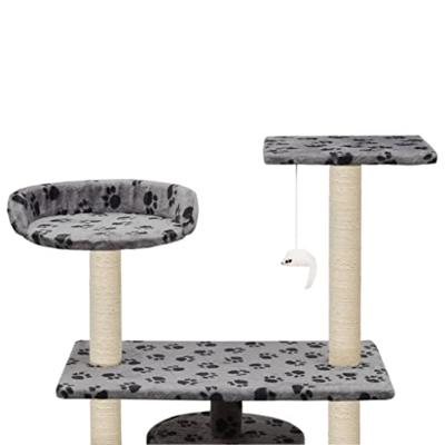 Kattenkrabpaal met sisal krabpalen 95 cm pootafdrukken grijs - thumbnail