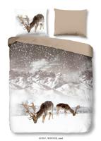 Good Morning Dekbedovertrek "herten in winterlandschap" - Zand - (140x200/220 cm) - Katoen Flanel - thumbnail