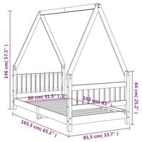 Kinderbedframe 80x160 cm massief grenenhout wit - thumbnail