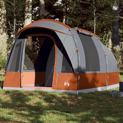 Tunneltent 3-persoons waterdicht grijs en oranje Tunneltent 3-persoons waterdicht grijs en oranje