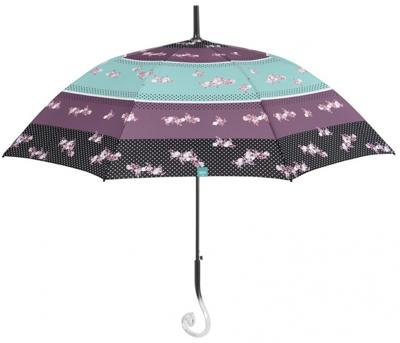 Perletti paraplu bloemen dames 102 cm microvezel blauw/zwart