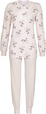 Warme katoenen doorknooppyjama roze