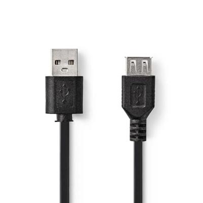 Nedis USB-Kabel | USB 2.0 | USB-A Male | USB-A Female | 480 Mbps | Vernikkeld | 2.00 m | Rond | PVC | Zwart | Label - CCGL60010BK20