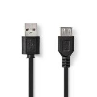 Nedis USB-Kabel | USB 2.0 | USB-A Male | USB-A Female | 480 Mbps | Vernikkeld | 2.00 m | Rond | PVC | Zwart | Label - CCGL60010BK20 - thumbnail