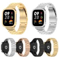 Stalen schakelband met case - Rosé / champagne goud - Xiaomi Redmi Watch 3 - thumbnail